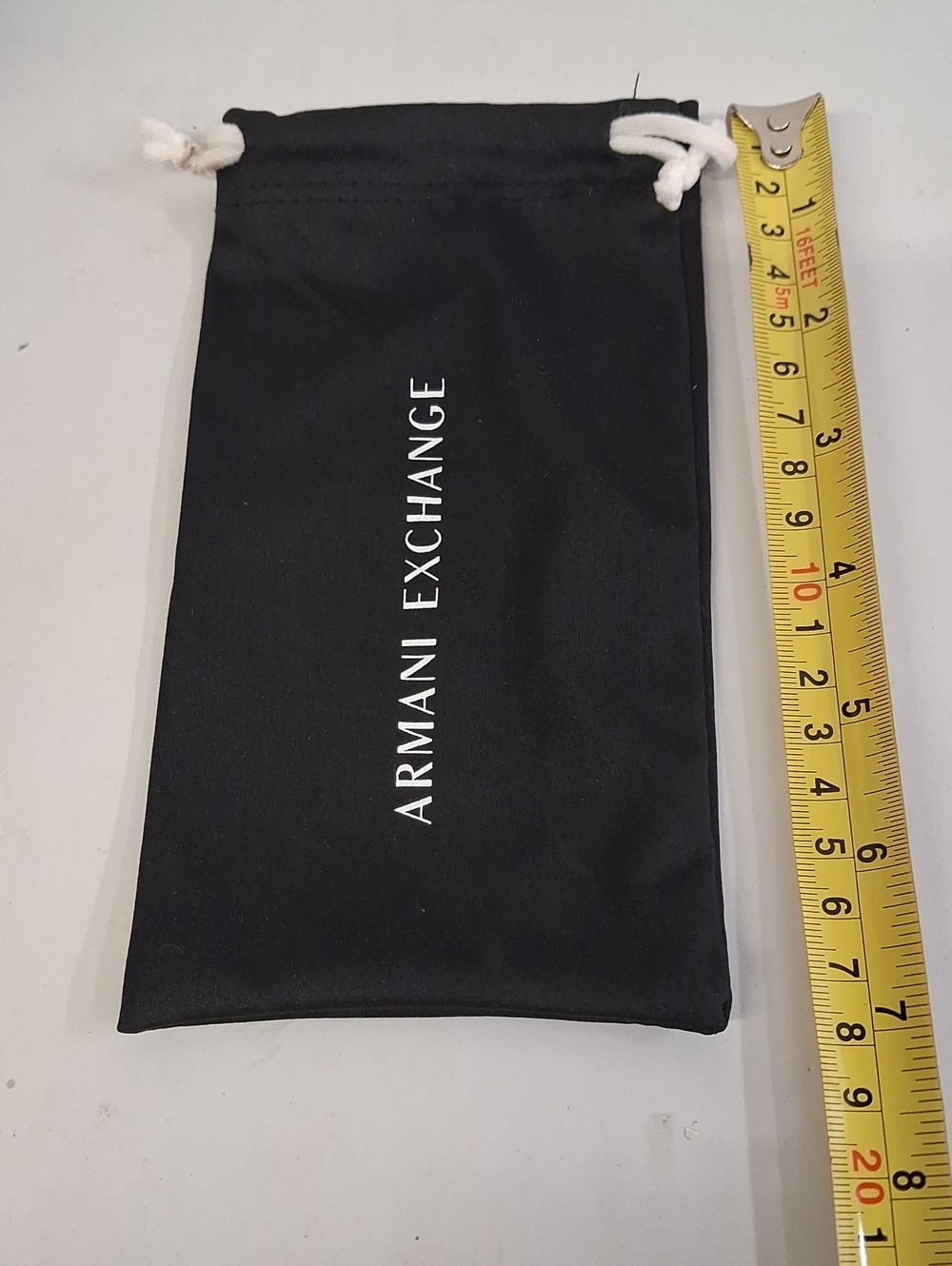 Armani Exchange Black Drawstring Pouch with White Cord